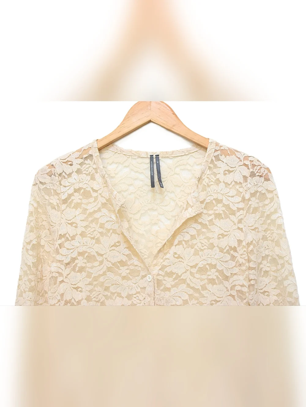 Anthropologie Lace Cardigan Top Sheer Button Front Ivory Sz M Romantic Coquette - Picture 4 of 10
